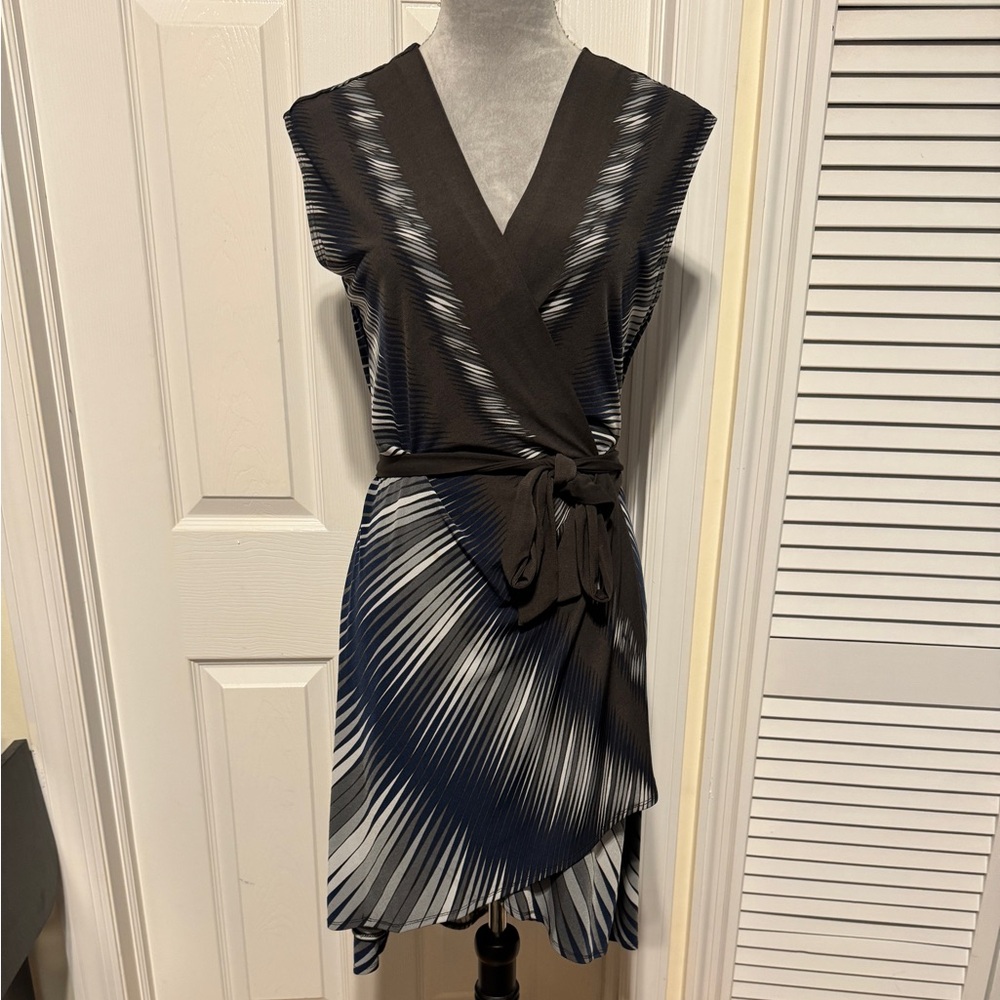 Max and Cleo Sleeveless Faux Wrap Dress